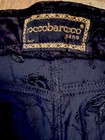Roccobarocco slim black women's embroidered floral pants - Italy -  32" waist — photo 4