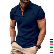 Men's Color Polo Shirt Slim Fit Casual Gym Tshirt Fashion Tee English Style Gift