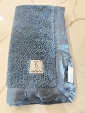 Little Giraffe Blue Plush Baby Blanket with Satin Trim 36x31 NWT