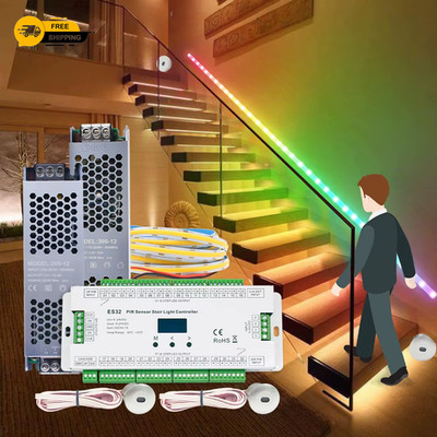 PIR Bewegungsmelder Licht Controller ES32 12V 24V einfarbig RGB Pixel Flex 5M L