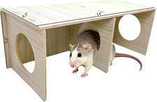 Wooden Hamsters 2-Chamber Hideout-Tunnel Multi Chamber Exploring Toy ...