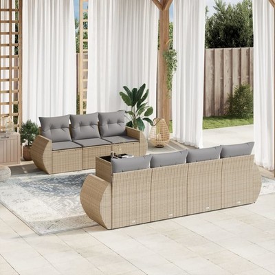 Gartenmöbel Sofa Garnitur Lounge Sitzgruppe mit Kissen 8-tlg. Poly Rattan vidaXL