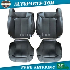 Front Leather Seat Cover Dark Gray For 1999-2002 Chevy Silverado GMC Sierra #122