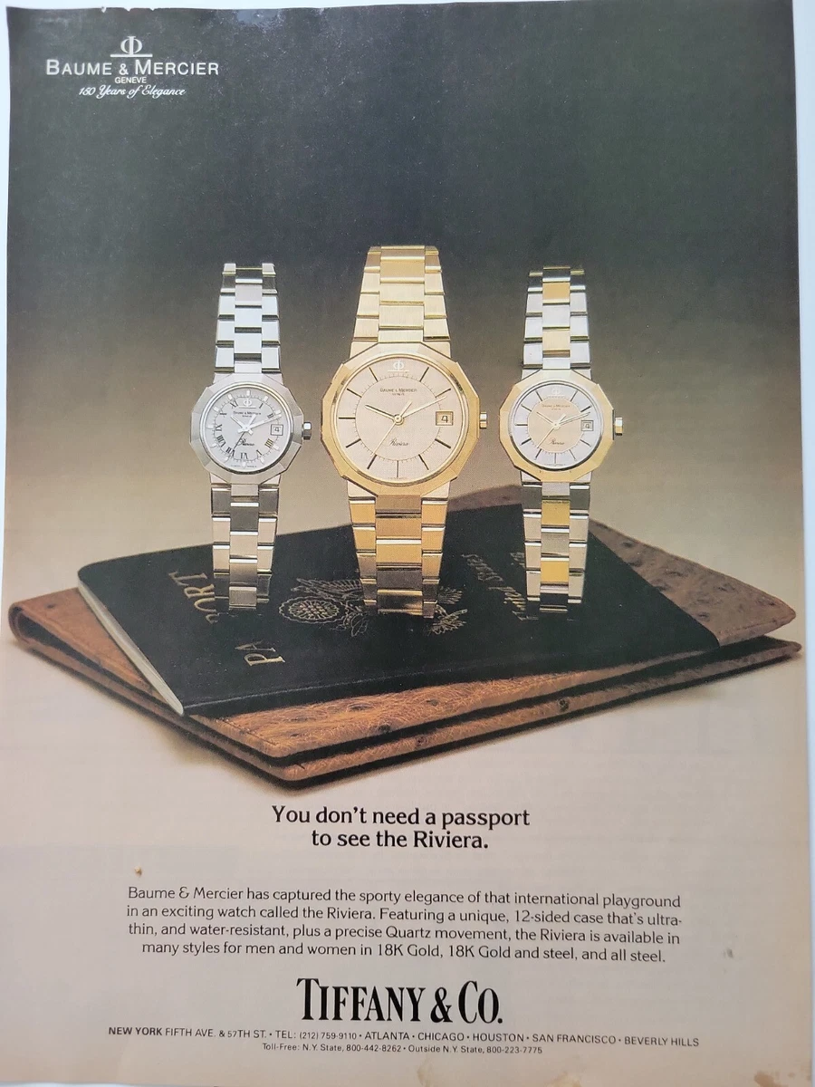 1981 Baume Mercier Tiffany Co Riveria wristwatch watch vintage original ad