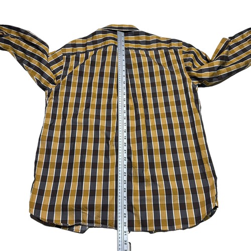 Daniel Cremieux Shirt Mens Large Brown Gold Check Plaid Button Up Fall Casual - Picture 6 of 8