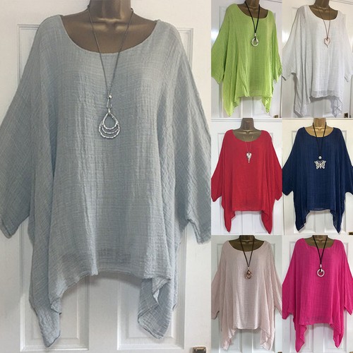 UK Übergröße Damen Fledermausärmel T-Shirts Sommer locker Baggy Tunika Tops Bluse - Bild 1 von 20