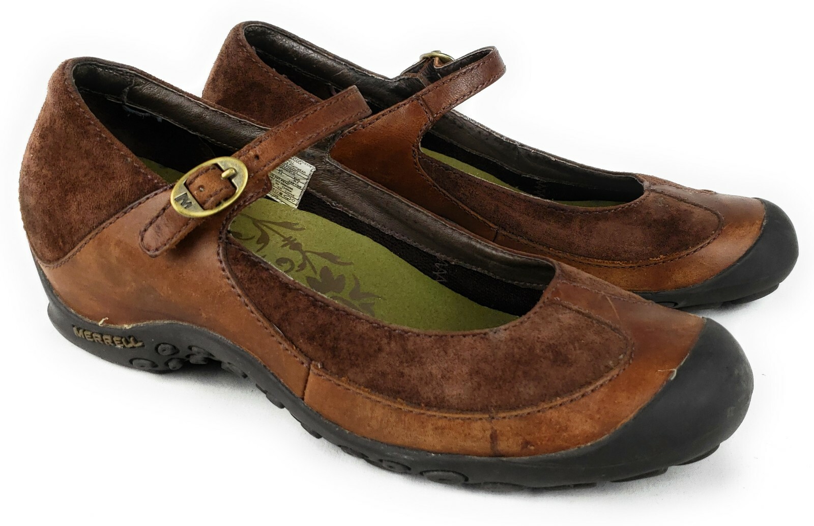 Mocassino da guida Merrell marrone Plaza Mary Jane scarpe da sella misura 8 fibbia
