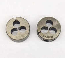 2 Round Dies 4-36 NS 13/16" OD Screw Adjustable Adjusting Die CS Carbon Steel
