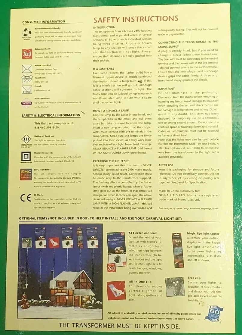 Vintage NOMA Set of 80 Christmas Tree Fairy Lights Dancing Party Boxed