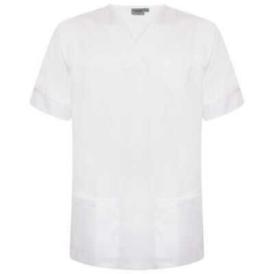 Unisex weiß Peeling Top Medium Polycotton medizinische Uniform Krankenschwester Arzt Arbeitskleidung