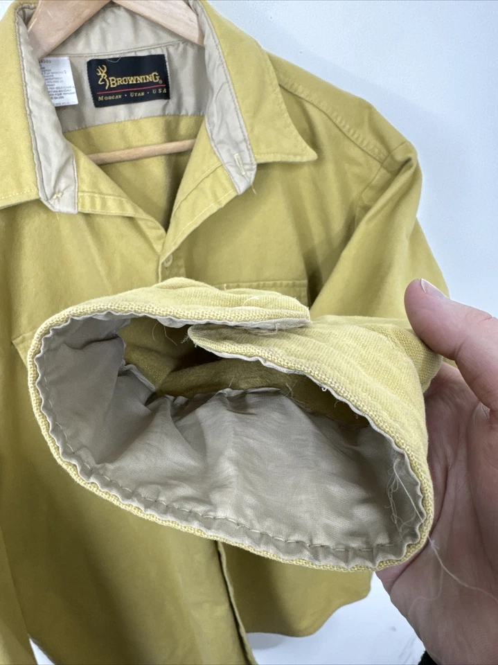 Camisa pesada vintage marrón manga larga botón para hombre 2XL bronceada años 80 hecha en EE. UU. Foto 2 de 4