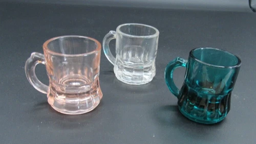 Lot of 3 Vintage Mug Shot Glasses  2 Federal & 1 Unmarked