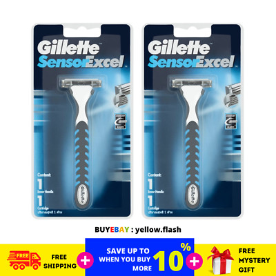 2 X Gillette Sensor Excel Razor 1 Handle + 1 Blades Cartridge Twin blades manual