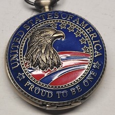 USA Eagle Pocket Watch Retro Bronze Quartz Classic Dial Proud to be One