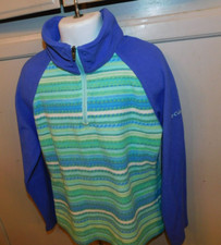 Columbia fleece purple green striped L/S 1/4 zip pullover girl S 7/8 