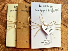 10 Personalised Scratchcard/Lottery Ticket Holders Wedding Lucky in Love L37b