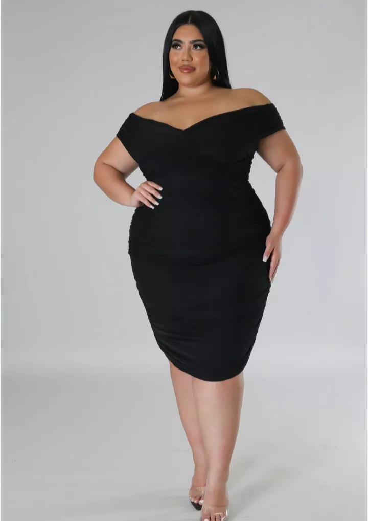 Womens Plus Black Off Shoulder Dress. Birthday Party anniversary sneaker  ball 2X