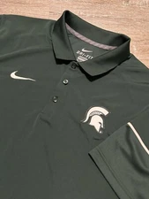 MSU Michigan State Spartans Nike Performance Dri Fit Polo Shirt Logo Green XXL