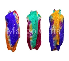 Tie-Dye Art Silk Beach Wear Wrap Dress Long Sarong Cover-Up Pareo Wraps 5 Pcs