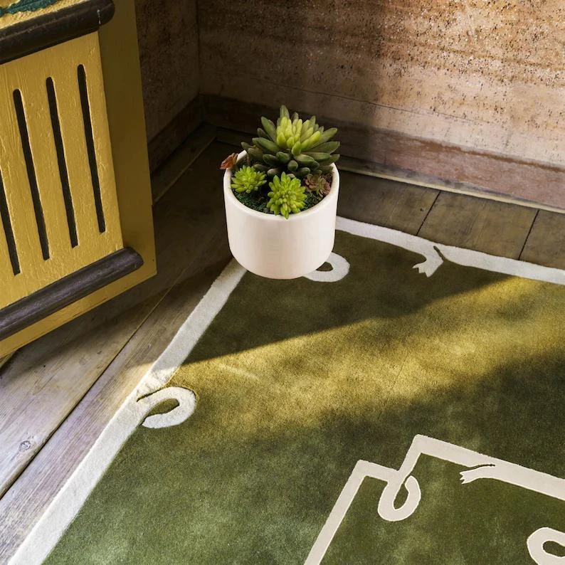 Tapete de área moderno liso para quarto cor sólida tapete de lã verde escuro para viver - Imagem 4 de 4