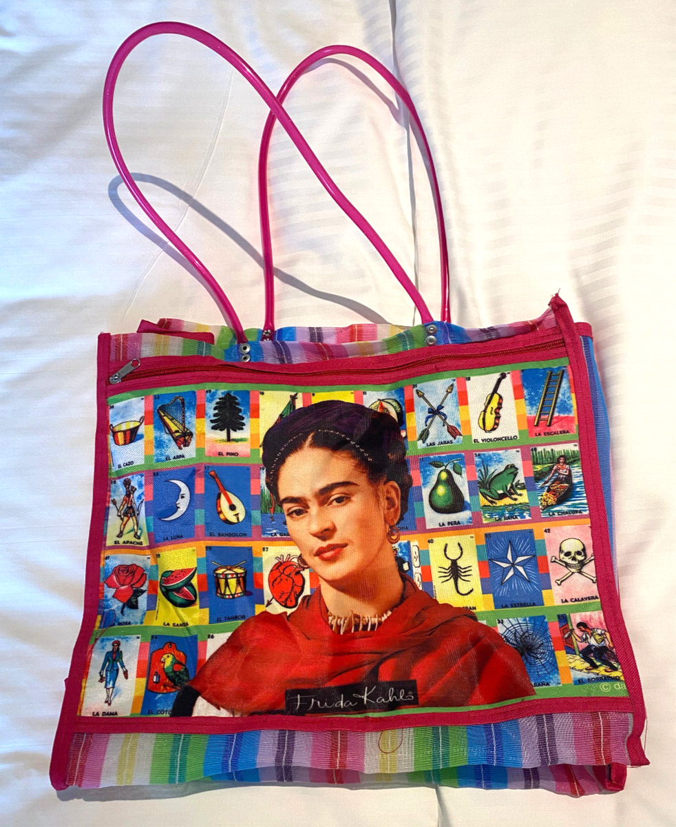 Frida Kahlo Mexican Loteria Mesh Bag Bolsa De Maya Mexicana De