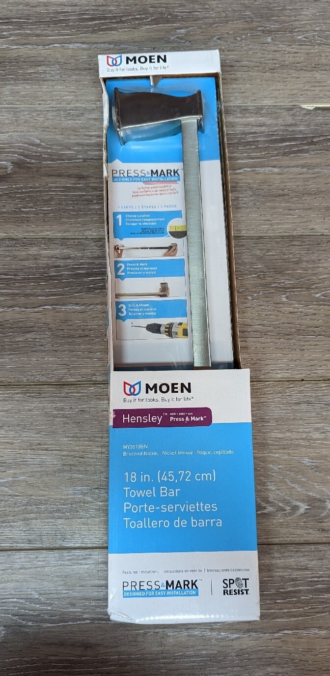 Moen Hensley MY3518BN 18 Inch Towel Bar in Brushed Nickel