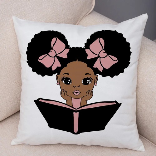Both Sided Cartoon African Baby Girl Pillow Case Soft Plush Cushion Cover - Picture 2 of 67