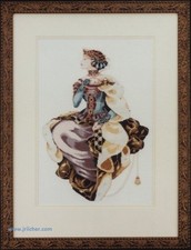 Mirabilia Autumn Queen MD45 Chart with Fabric and beads and Kreiniks.
