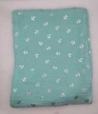 Light Blue Green Silver Anchors Scarf Wrap 29"x73" Parade Street Products Beach