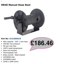 Pressure Washer Hose reel,  40m Capacity