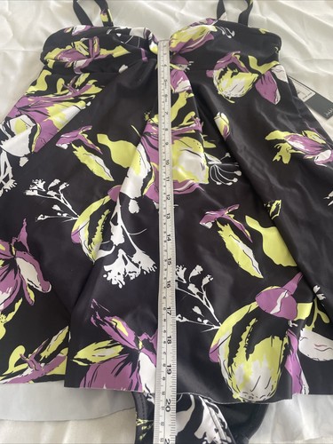 Nicole Miller Size Small Dress NWT Black Purple Tropical Flower 1 Pc - Picture 7 of 9