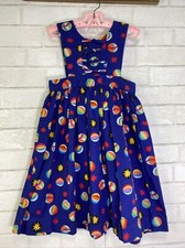 Vintage 90s Print Dress Girls Size 4 Sundress Sleeveless Pinafore Cary Sport