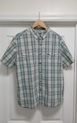 Kuhl Shirt Mens Size XLarge Short Sleeve Plaid Linen Blend Pockets Outdoor 1