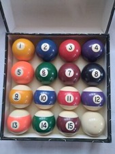 Vintage Pool Table Balls 2-1/4" Complete Set of 16 Billiard VERY NICE