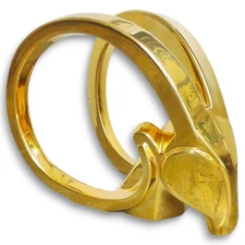 Vintage Jaru 18k Gold Ram Ibex Head Ceramic Statue Hollywood Regency