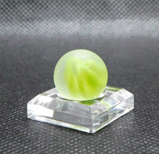 Vintage Glass Marble 5-Vein Cat's Eye Yellow Green Semi-Po 0.57" NM 8-06