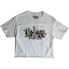 Looney Tunes Group Shot Lineup Front and Back Women's Cropped T-Shirt - NWT