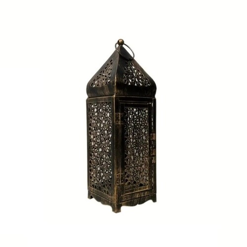 Vintage Moroccan Candle Holder Metal Wind Lamp Candlestick Tabletop - Picture 10 of 10