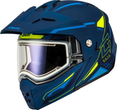 GMAX MD-74S SPECTRE SNOW HELMET W/ ELEC SHIELD MATTE BLUE/GRN 3X M10742189