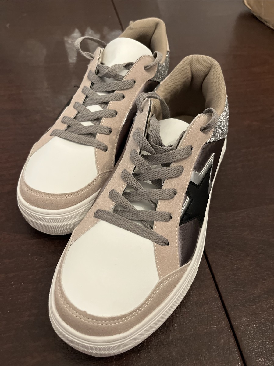 Azalea Wang Sneakers Star Silver Glitter Size 10