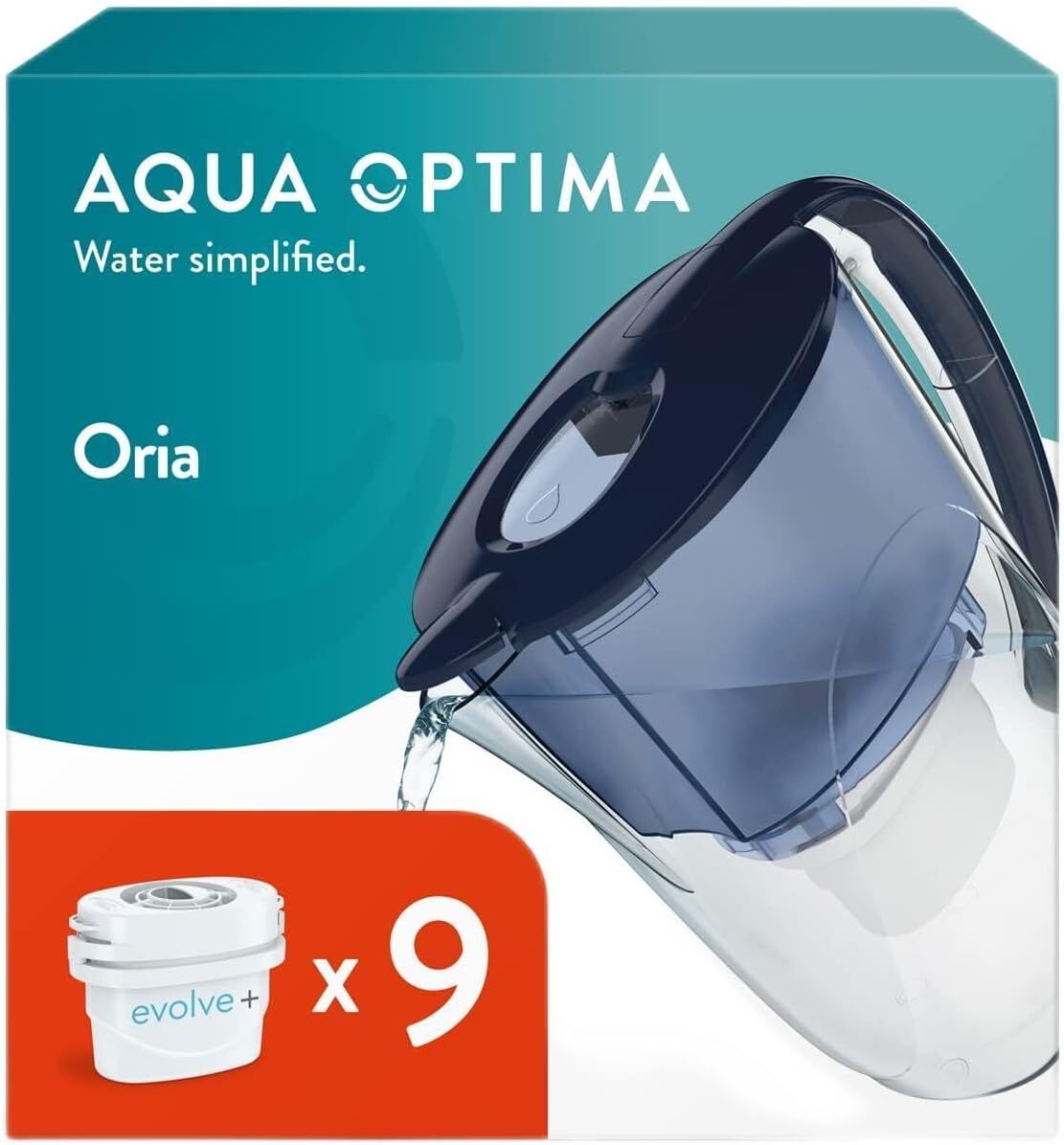 Aqua Optima Oria Caraffa Filtro Acqua e Cartucce 9 x 30 Giorni...