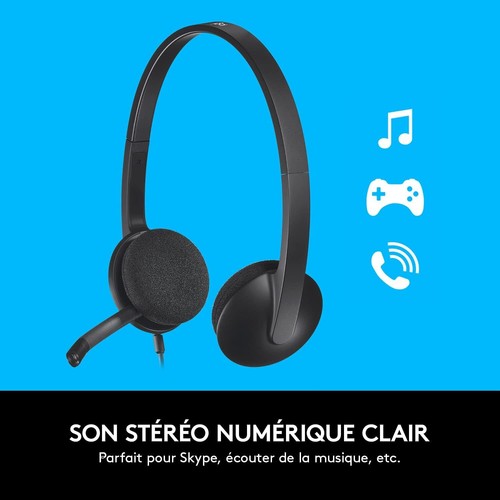 Logitech H340 Casque Filaire, Ecouteurs Stéréo avec Micro Rotatif Anti-Parasites - Photo 3/9