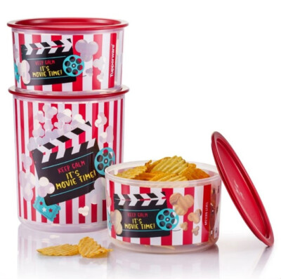 Tupperware Movie Snack One Touch Set (1x3.0L  & 2x1.4lL)