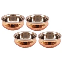 Pack Of 4 Hammered Serving Handi Bowl Stainless Steel & Copper Kitchenware 100ml