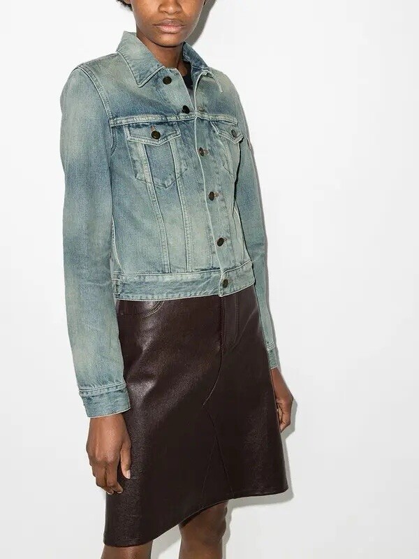 Giacca in denim YSL Saint laurent toppa di ancoraggio nuova con etichette taglia media UK 10