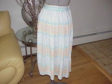 Vtg 80/90s Pastel Stripe Skirt Sz S/Small 24-26" Waist Rayon Pleated Full Midi
