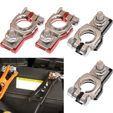 4 CAR BATTERY TERMINAL CONNECTOR TOP POST POSITIVE NEGATIVE HEAVY DUTY UNIVERSAL