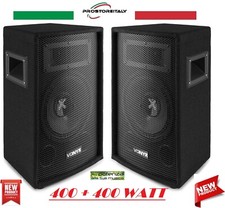 COPPIA CASSE ACUSTICHE PASSIVE 800W WOOFER 8" ALTOPARLANTI PROFESSIONALI QUALITA