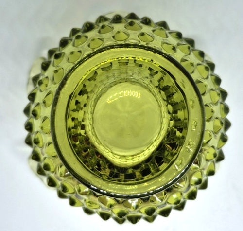 FENTON Green Glass Hobnail Ruffled Edge Votive Candle Holder Vase Vintage EUC - Imagen 5 de 5