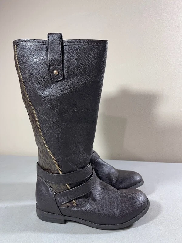 MICHAEL KORS KIDS BROWN SIDE ZIP EEMA CLAIRE RIDING BOOTS BIG KIDS SIZE 1